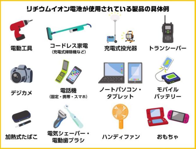 リチウム蓄電池が原因の火災が多く発生しています！